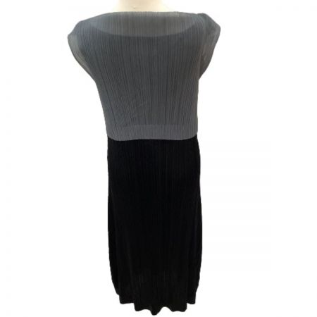  ISSEY MIYAKE イッセイミヤケ PLATS PLEASE ワンピース バイカラー PP01-JH592 ブラック×グレー