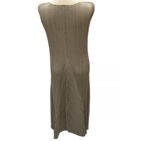  ISSEY MIYAKE イッセイミヤケ PLATS PLEASE ノースリーブワンピース SIZE 4 PP31-JH108 ベージュ