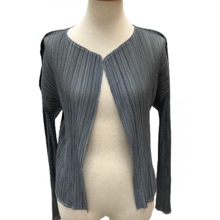  ISSEY MIYAKE イッセイミヤケ PLEATS  PLEASE メッシュカーディガン  PP41-JO853 ブラック×グレー