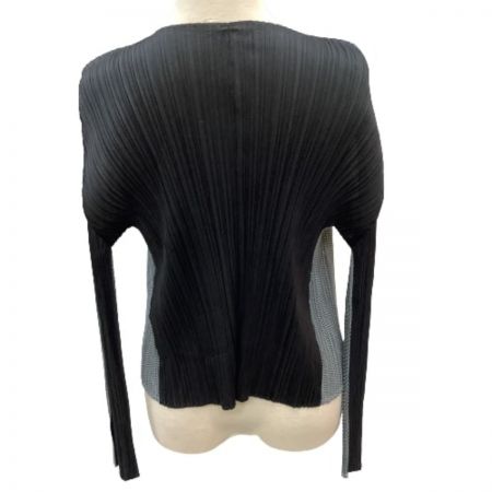  ISSEY MIYAKE イッセイミヤケ PLEATS  PLEASE メッシュカーディガン  PP41-JO853 ブラック×グレー