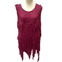 ISSEY MIYAKE イッセイミヤケ PLEATS PLEASE 変形デザイン ノースリーブカットソー SIZE 3 ワインレッド Bランク