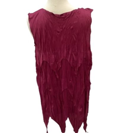 ISSEY MIYAKE イッセイミヤケ PLEATS PLEASE 変形デザイン ノースリーブカットソー SIZE 3 ワインレッド