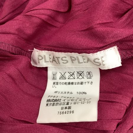 ISSEY MIYAKE イッセイミヤケ PLEATS PLEASE 変形デザイン ノースリーブカットソー SIZE 3 ワインレッド