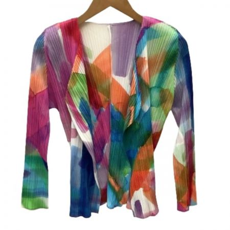  ISSEY MIYAKE イッセイミヤケ PLATS PLEASE セットアップ スカート カーディガン 水彩 水墨 激レア  PP01-JG683 PP01-J0687 ピンク