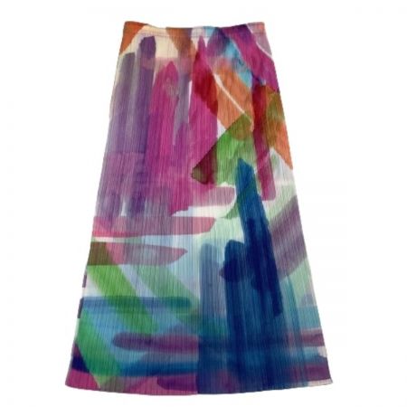  ISSEY MIYAKE イッセイミヤケ PLATS PLEASE セットアップ スカート カーディガン 水彩 水墨 激レア  PP01-JG683 PP01-J0687 ピンク