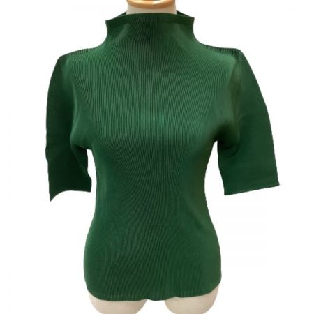  ISSEY MIYAKE イッセイミヤケ PLATS PLEASE レディース カットソー SIZE 3 PP33-FK353 グリーン