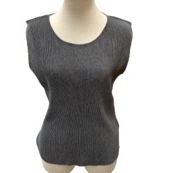 ♪♪ ISSEY MIYAKE イッセイミヤケ PLEATS PLEASE ノースリーブカットソー SIZE 3 PP02FK120 グレー Bランク
