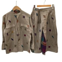 ♪♪ JURGEN LEHL ヨーガンレール 希少 レア セットアップ スカート ジャケット SIZE M 紅葉 イチョウ 楓 ベージュ Bランク
