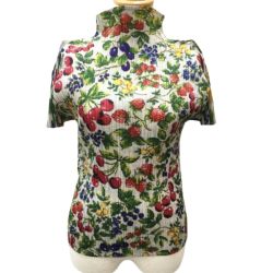 ♪♪ ISSEY MIYAKE イッセイミヤケ PLATS PLEASE カットソー 果物 フルーツ柄 PP41-JK682 ベージュ Bランク