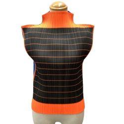 ♪♪ ISSEY MIYAKE イッセイミヤケ PLATS PLEASE ノースリーブカットソー SIZE 3 PP64-JK233 ブルー Bランク