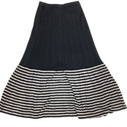 ISSEY MIYAKE イッセイミヤケ PLEATS PLEASE ロングスカート 切替ストライプ PP01-JG726 ブラック Bランク