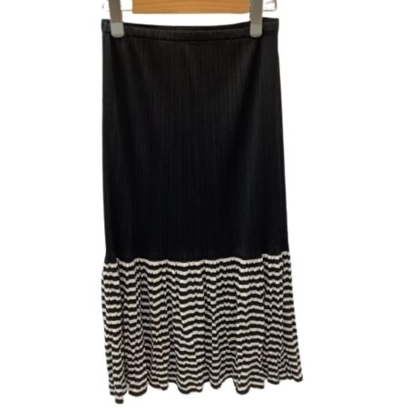 ISSEY MIYAKE イッセイミヤケ PLEATS PLEASE ロングスカート 切替ストライプ PP01-JG726 ブラック