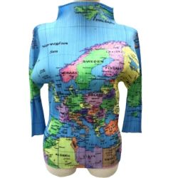 ♪♪ ISSEY MIYAKE イッセイミヤケ PLATS PLEASE カットソー 地図 SIZE 1 PP81-JK593 スカイブルー Bランク