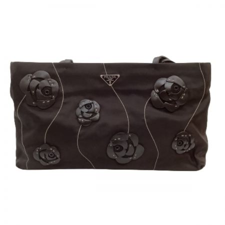  PRADA プラダ レディース ハンドバッグ バラ ローズモチーフ ダークブラウン