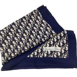 ♪♪ Christian Dior クリスチャンディオール スカーフ トロッター 総柄 ネイビー Bランク