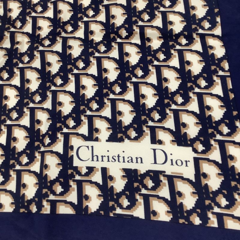 Christian Dior クリスチャンディオール スカーフ トロッター 総柄 ネイビー
