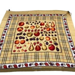 Burberrys バーバリーズ スカーフ ハンカチ ノバチェック フルーツ柄 イエロー Bランク