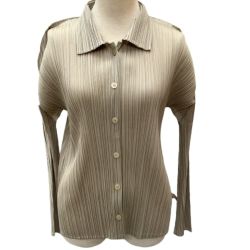 ♪♪ ISSEY MIYAKE イッセイミヤケ PLEATS PLEASE シャツ SIZE 3 PP31-JJ183 ベージュ Bランク