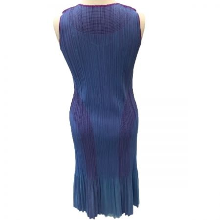  ISSEY MIYAKE イッセイミヤケ PLATS PLEASE ノースリーブワンピース スカート PP71-JH676 ブルー