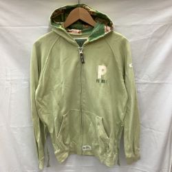 ♪♪ PINK HOUSE ピンクハウス レディース ジップパーカー SIZE L ワッペン 花柄 黄緑 Bランク