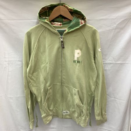  PINK HOUSE ピンクハウス レディース ジップパーカー SIZE L ワッペン 花柄 黄緑