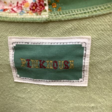 PINK HOUSE ピンクハウス レディース ジップパーカー SIZE L ワッペン 花柄 黄緑