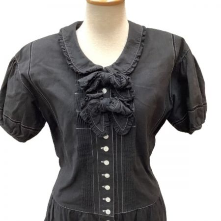  PINK HOUSE ピンクハウス レディース ロングワンピース 前開き リボン ピコフリル ブラック