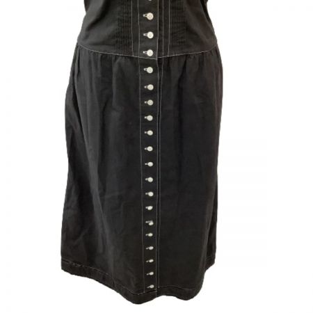  PINK HOUSE ピンクハウス レディース ロングワンピース 前開き リボン ピコフリル ブラック