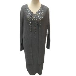 ♪♪ SPECCHIO スペッチオ レディース セットアップ カーディガン ワンピース SIZE40 アンサンブル プリーツ グレー Bランク