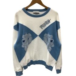 ♪♪ FICCE JEANS フィッチェ Vintage メンズ スウェット トレーナーSIZE M ホワイト×スカイブルー Bランク