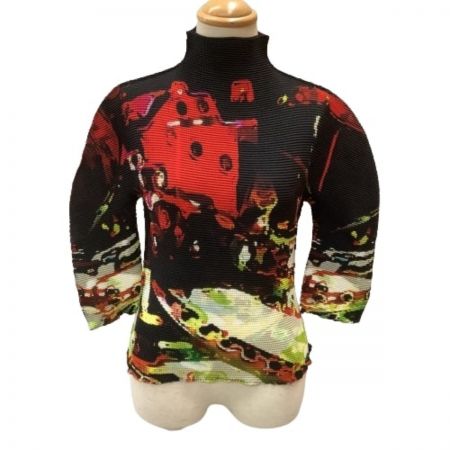  ISSEY MIYAKE イッセイミヤケ Me ミー タートルネックカットソー SIZE Free 総柄 ブラウン