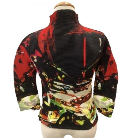  ISSEY MIYAKE イッセイミヤケ Me ミー タートルネックカットソー SIZE Free 総柄 ブラウン