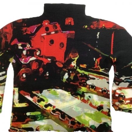  ISSEY MIYAKE イッセイミヤケ Me ミー タートルネックカットソー SIZE Free 総柄 ブラウン