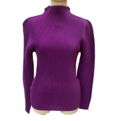 ♪♪ ISSEY MIYAKE イッセイミヤケ PLEATS PLEASE 長袖カットソー SIZE 3 PP21-PK105 パープル Bランク