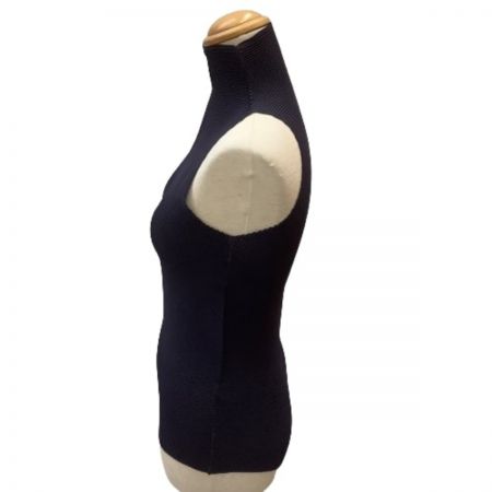  ISSEY MIYAKE イッセイミヤケ Me タートルネックカットソー ノースリーブ  ワッフルプリーツ ネイビー