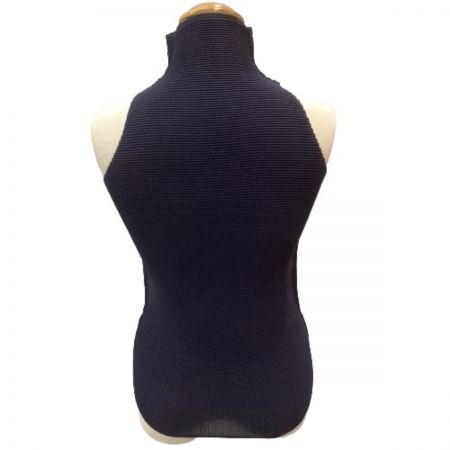  ISSEY MIYAKE イッセイミヤケ Me タートルネックカットソー ノースリーブ  ワッフルプリーツ ネイビー