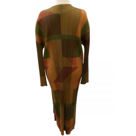  ISSEY MIYAKE イッセイミヤケ PLATS PLEASE ロングカーディガン 図形柄  変形 PP73-JA766 ブラウン