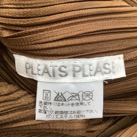  ISSEY MIYAKE イッセイミヤケ PLEATS PLEASE ノースリーブタートルネックカットソー 変形 フリンジ付き ブラウン