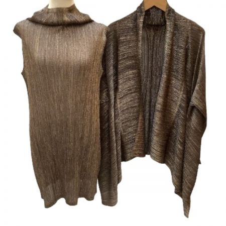  ISSEY MIYAKE イッセイミヤケ PLATS PLEASEアンサンブル ワンピース チュニック ジャケット ラメ 変形 ブラック