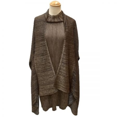  ISSEY MIYAKE イッセイミヤケ PLATS PLEASEアンサンブル ワンピース チュニック ジャケット ラメ 変形 ブラック