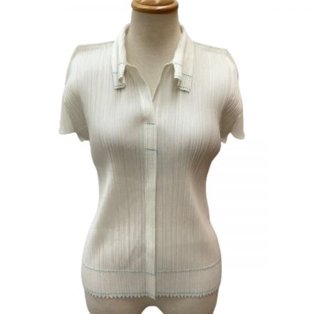  ISSEY MIYAKE イッセイミヤケ PLATS PLEASE カットソー ステッチ SIZE 3  PP83-JK121 ホワイト