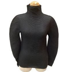 ♪♪  ISSEY MIYAKE イッセイミヤケ me ミー タートルネックカットソー ワッフルプリーツ MI13FJ661 ブラック Bランク