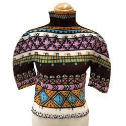 ♪♪ ISSEY MIYAKE イッセイミヤケ Me ミー タートルネックカットソー 総柄 MI14FK411 ブラック Bランク