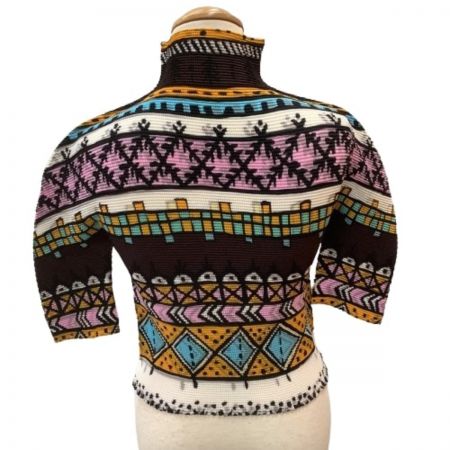  ISSEY MIYAKE イッセイミヤケ Me ミー タートルネックカットソー 総柄 MI14FK411 ブラック