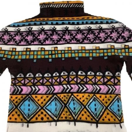  ISSEY MIYAKE イッセイミヤケ Me ミー タートルネックカットソー 総柄 MI14FK411 ブラック