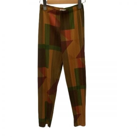  ISSEY MIYAKE イッセイミヤケ PLATS PLEASE パンツ 図形 総柄 SIZE 1 PP73-JF763 ブラウン