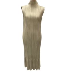 ISSEY MIYAKE イッセイミヤケ PLATS PLEASE ノースリーブワンピース  PP51-JH576 ベージュ Bランク