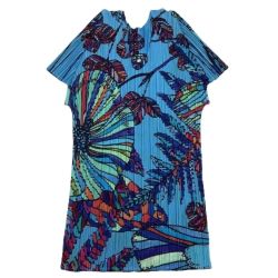 ♪♪ ISSEY MIYAKE イッセイミヤケ PLATS PLEASE カットソー 花 草 植物 総柄 PP81-JK651 スカイブルー Bランク