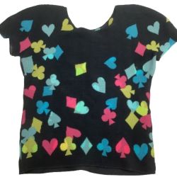 ♪♪ ISSEY MIYAKE イッセイミヤケ me ミー カットソー ワッフルプリーツ トランプマーク柄  ブラック Cランク