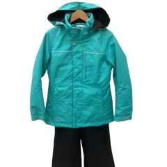 DESCENTE デサント レディース スノーウェア 上下セット SIZE9号 エメラルドグリーン×ブラック Bランク